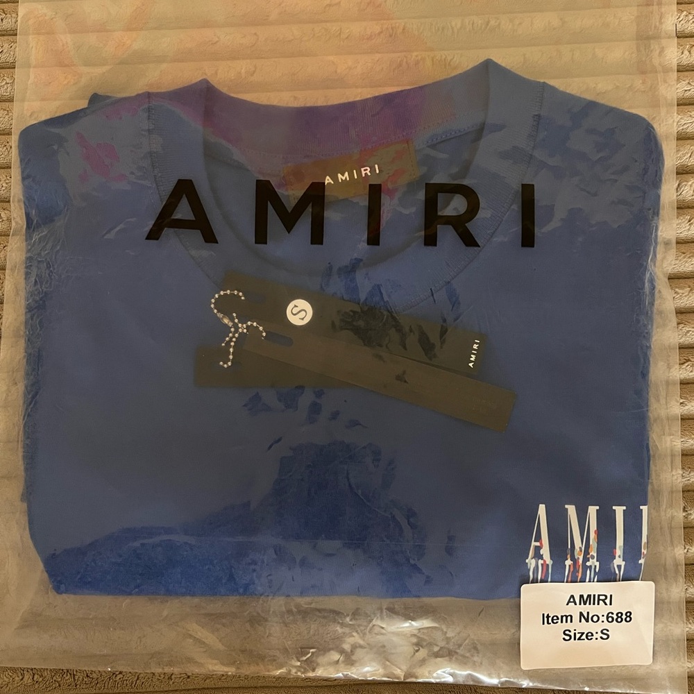 AMIRI Blue Short Sleeve Tee with Logo - Picture 4 of 6